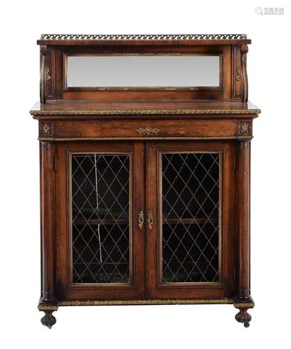 Y A George IV rosewood and gilt metal mounted side cabinet