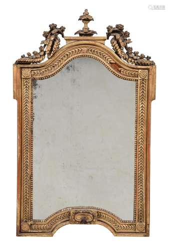 A Louis XVI carved giltwood wall mirror