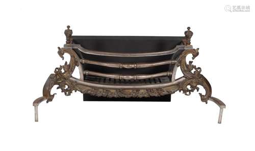 A steel bronze fire grate Louis XV style