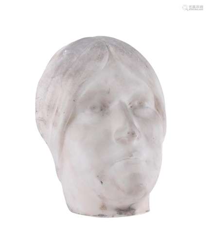 A sculpted marble model of a lady's face