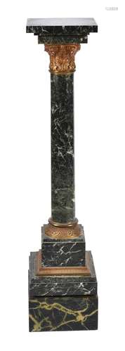 A green marble and gilt metal mounted pedestal