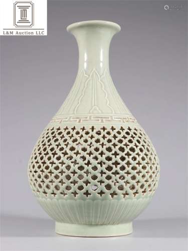 A Chinese Celadon Glazed Porcelain Spring Vase