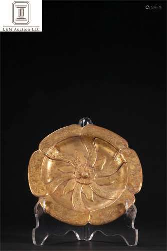 A Chinese Gilt Bronze Flower Patterned Plate