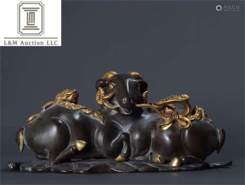 A Chinese Gilt Bronze Goat Ornament/Decoration