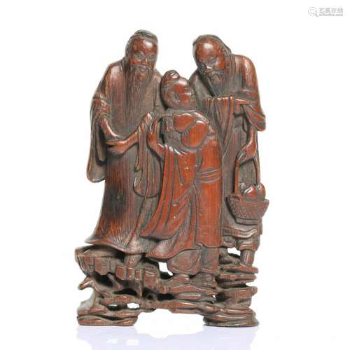 A Chinese Bamboo Carved Figures