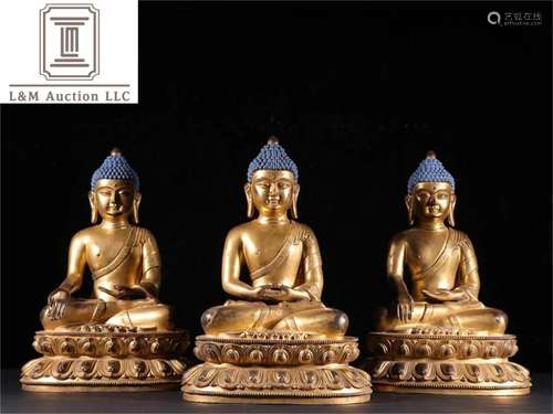 A Set of Gilt Bronze Buddha Statues