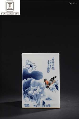 A Chinese Blue and White Porcelain Brush Pot