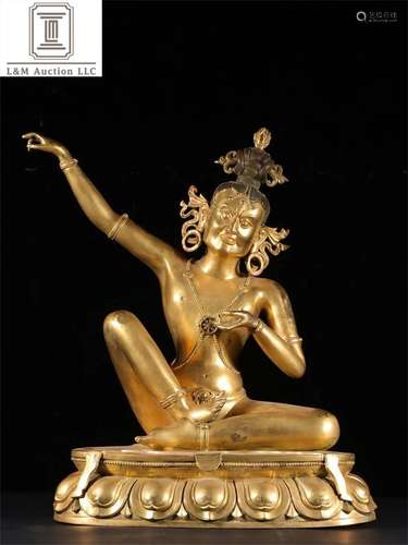 A Chinese Gilt Bronze Vajra Buddha Statue