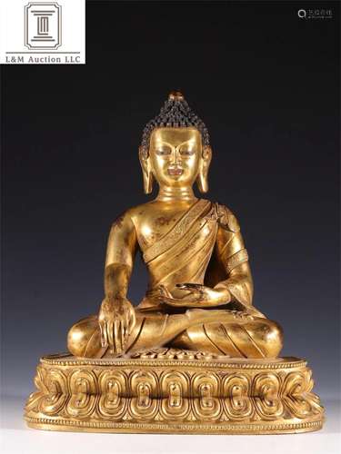 A Chinese Gilt Bronze Sakyamuni Buddha Statue