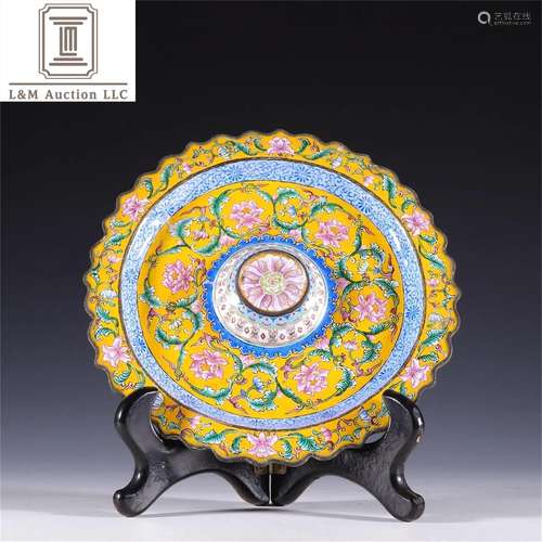 A Chinese Cloisonne Flower Patterned Plate