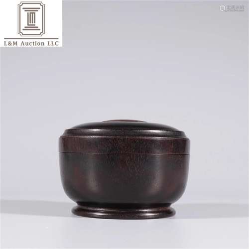 A Chinese Zitan Wood Lidded Container