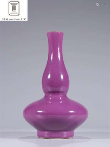 A Chinese Purple Glazed Porcelain Gourd Vase