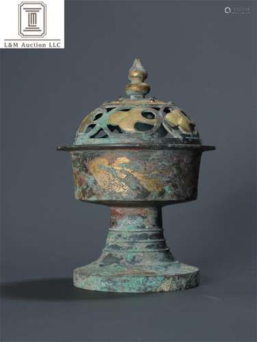 A Chinese Gilt Bronze Flower Patterned Incense Burner