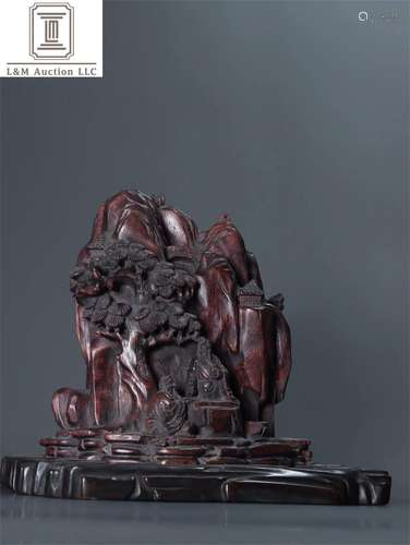 A Chinese Carved Agarwood Figure Patterned Decoration