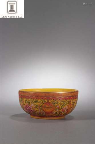 A Chinese Colored Glass Flower Bowl