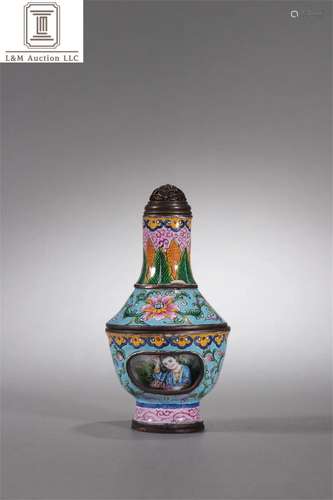 A Chinese Cloisonne Flower Patterned Snuff Bottle