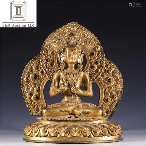 A Chinese Gilt Bronze Vajra Buddha Statue