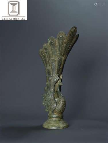 A Chinese Bronze Phoenix Shaped Cup
