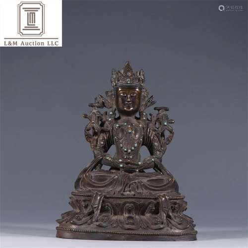 A Chinese Bronze Manjushri Buddha Statue