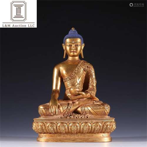 A Chinese Gilt Bronze Medicine Buddha Statue