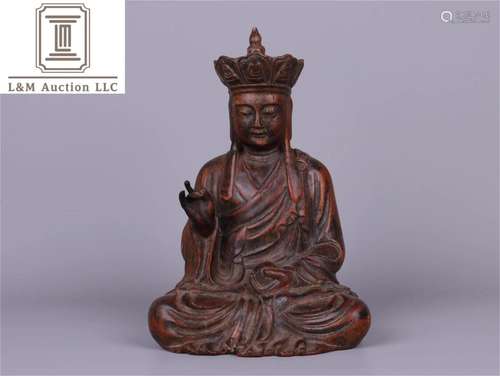 A Chinese Carved Agarwood Buddha Statue