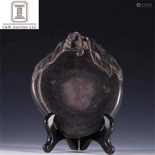 A Chinese Duan Inkstone with Peach Shape