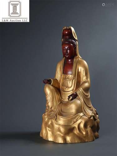 A Chinese Carved Boxwood Guanyin Statue