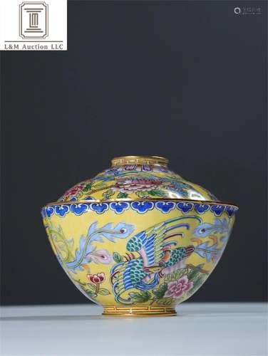 A Chinese Cloisonne Phoenix Bowl With Lid