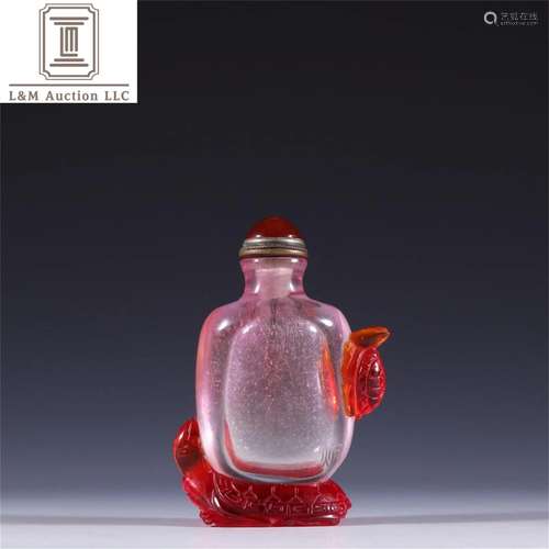 A Chinese Colored Glass Beast Patterned Snuff Bottle