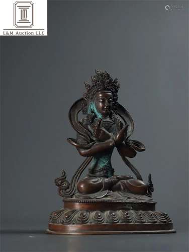 A Tibetan Bronze Guanyin Statue