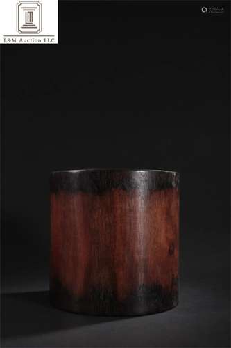 A Chinese Carved Rosewood Brush Pot