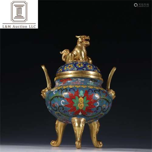 A Chinese Cloisonne Flower Patterned Incense Burner