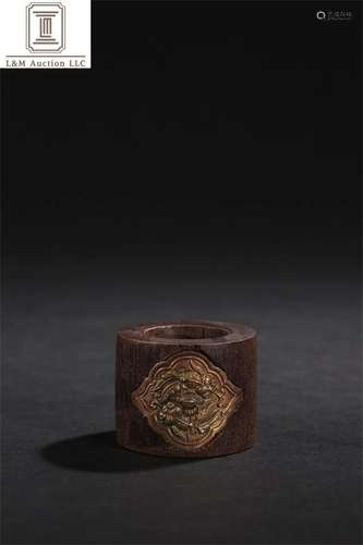 A Chinese Carved Agarwood Thumb Ring