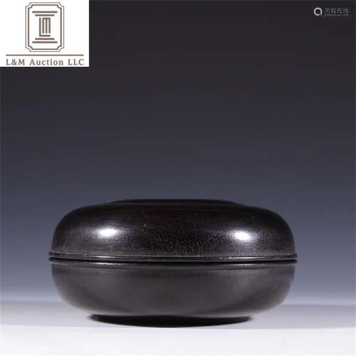 A Chinese Carved Zitan Wood Lidded Container