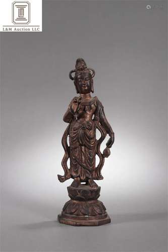 A Chinese Bronze Guanyin Statue