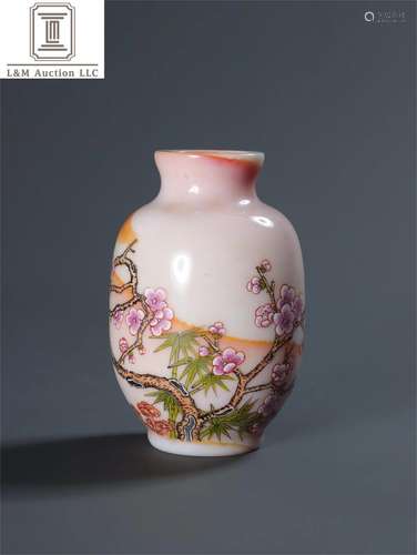 A Chinese Peking Glass Flower Patterned Vase