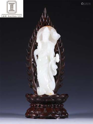 A Chinese Carved Jade Guanyin Ornament/Decoration