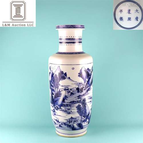 A Chinese Blue and White Figure Porcelain Vase