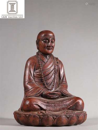 A Chinese Carved Bamboo Arhat Buddha Statue