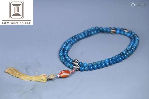 A Chinese Sapphire 108 Prayer Beads Bracelet