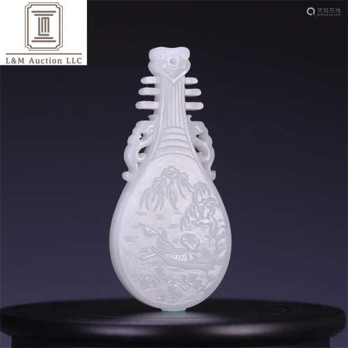 A Chinese Carved Jade Decoration with Calligraphy