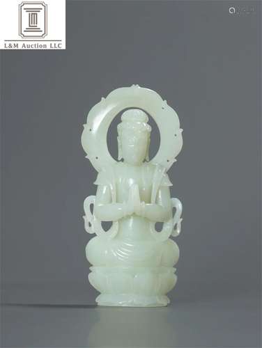 A Chinese Carved Jade Guanyin Statue