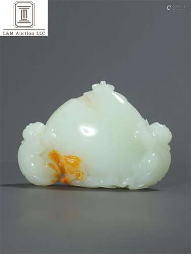 A Chinese Carved Jade Peach Shaped Pendant/Ornament