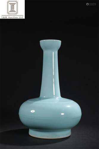 A Chinese Blue Glazed Porcelain Long Neck Vase