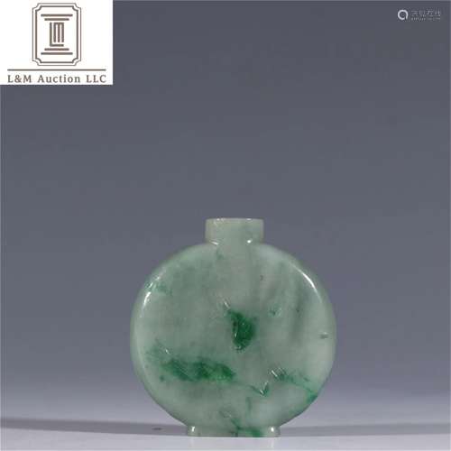 A Chinese Carved Jadeite Snuff Bottle