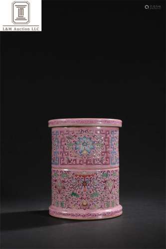 A Chinese Famille Rose Porcelain Flower Brush Pot