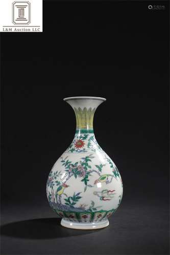 A Chinese Dou-CaiGlazed Porcelain Spring Vase