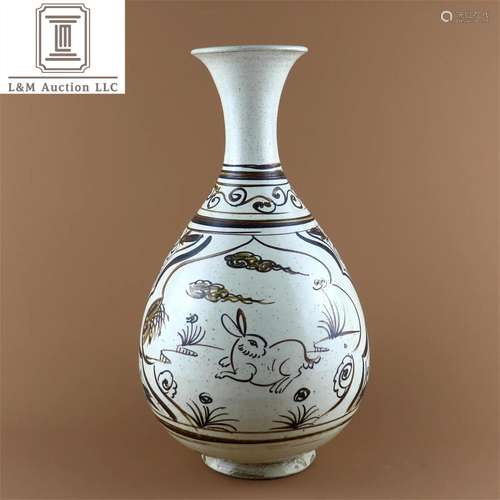 A Chinese Cizhou Glazed Porcelain Spring Vase