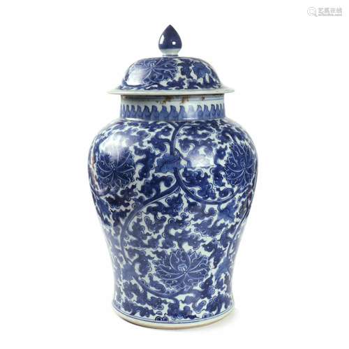 A Chinese Blue And White Porcelain Jar With Cover