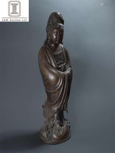 A Chinese Brozne Guanyin Statue